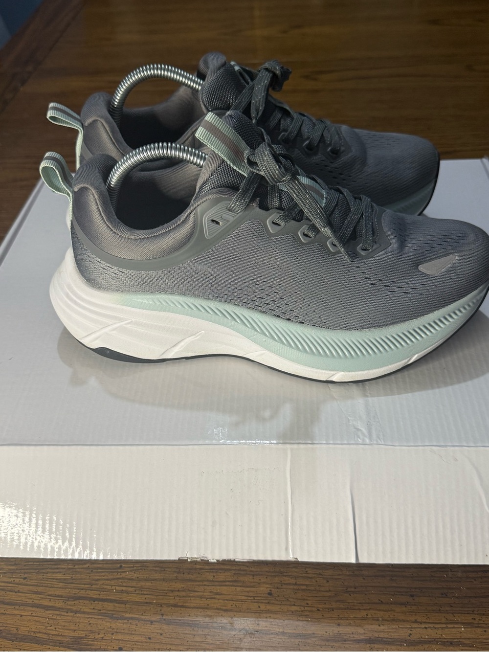 Women's Gray-Mint Cushioned Lace-Up Athletic Sneakers - Picture 2 of 7